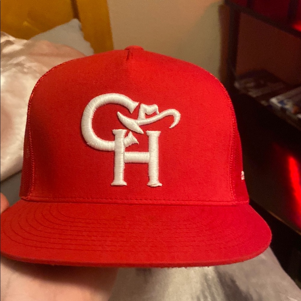 Red Baseball Cap with White Logo